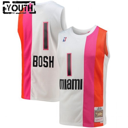 Barn Miami Heat Tröja Chris Bosh 1 Mitchell Ness 2011-2012 Hardwood Classics Swingman